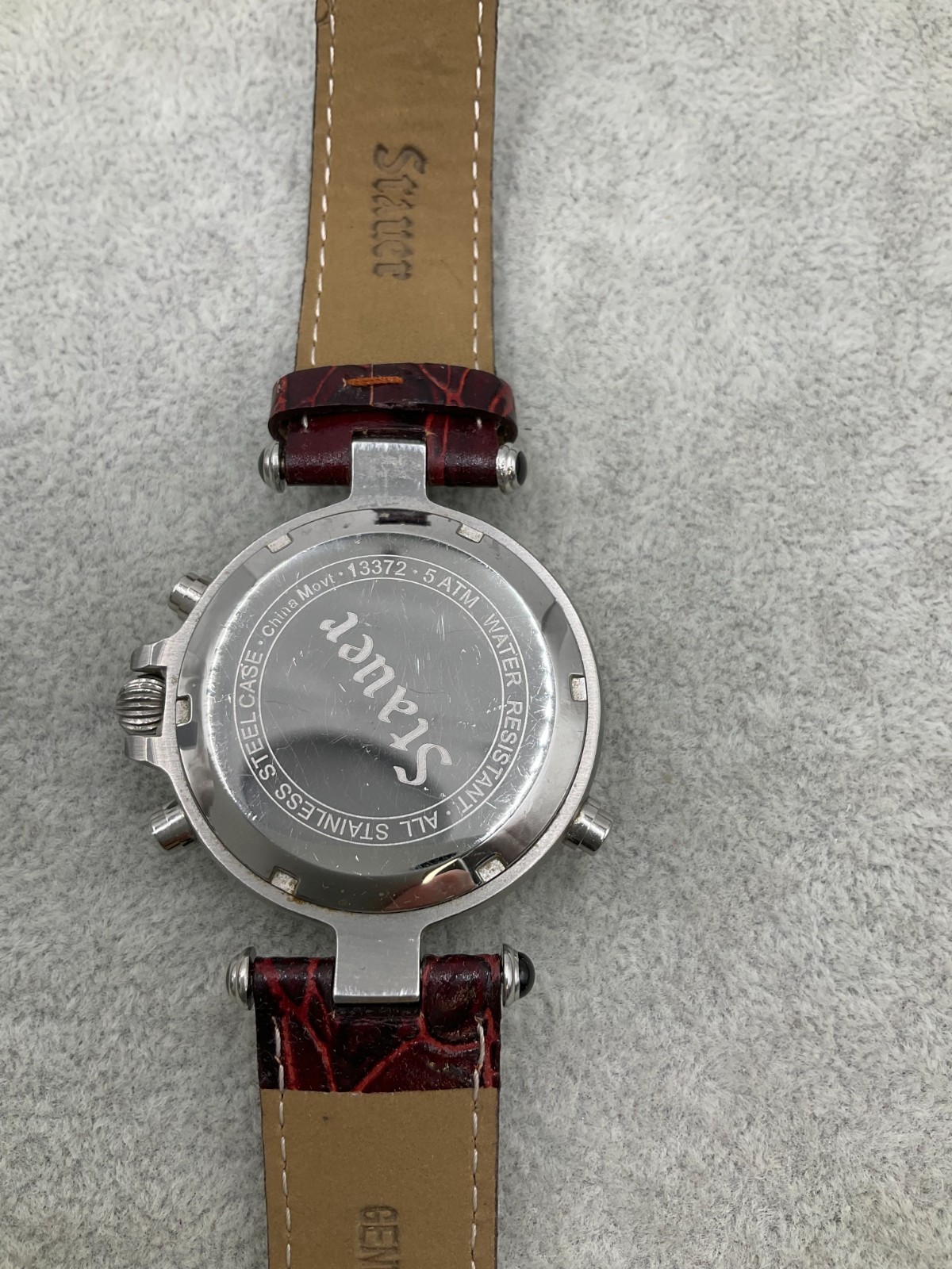 Stauer Graves 33 Five Face Automatic Men’s Watch Red Leather Strap working N6