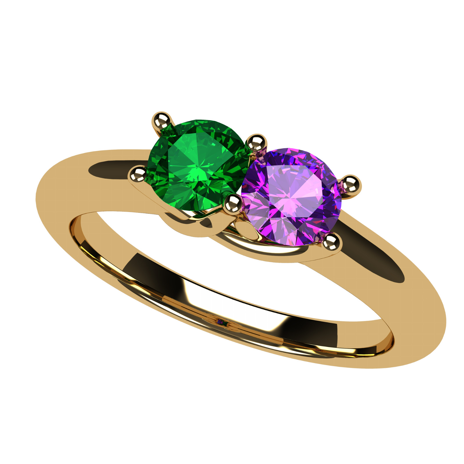 NANA Lucita Couples Ring With 2 Simulated Birthstones in Sterling Silver or 10K