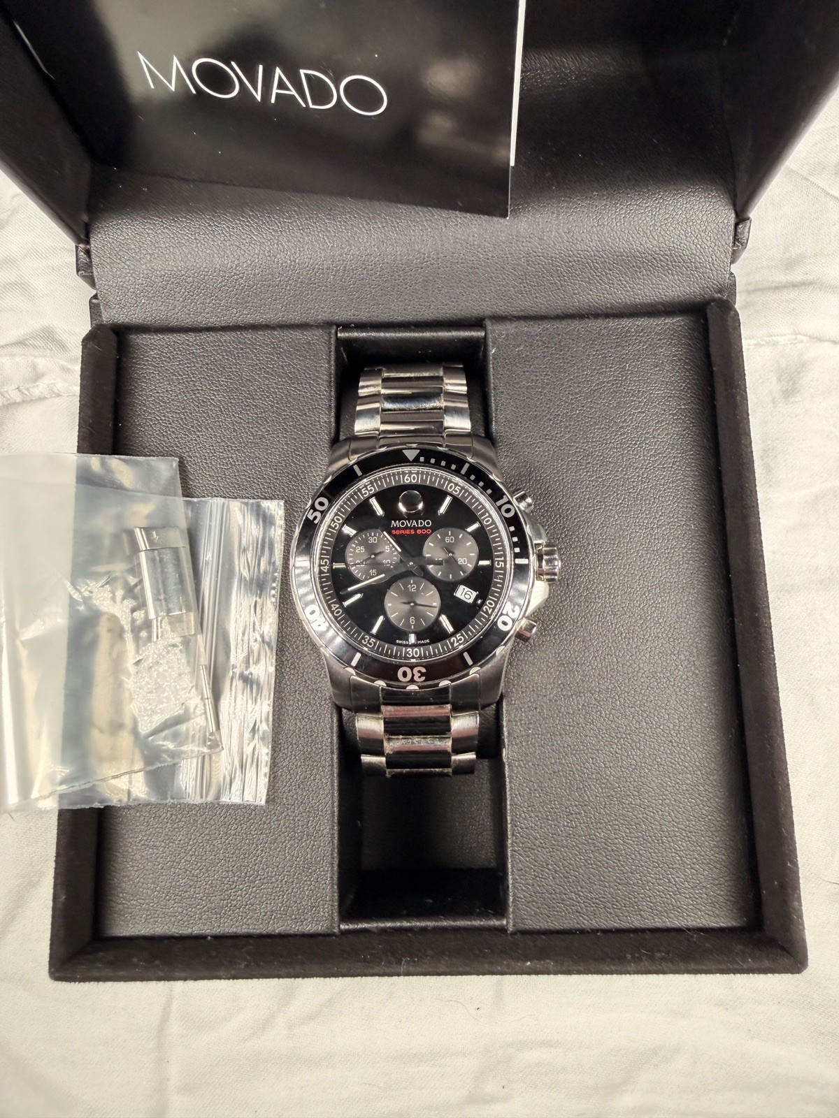 Movado Series 800 Chronograph Watch 24002115 – Box, Papers & All Links Included
