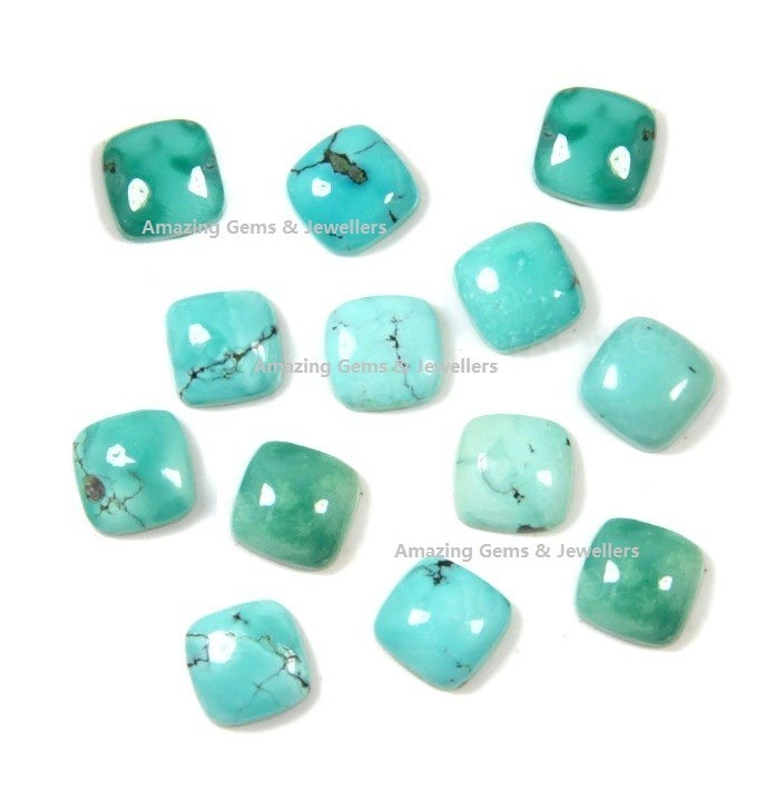 Tibetan Turquoise Cushion Cabochon 6mm To 12mm Natural Loose Gemstone