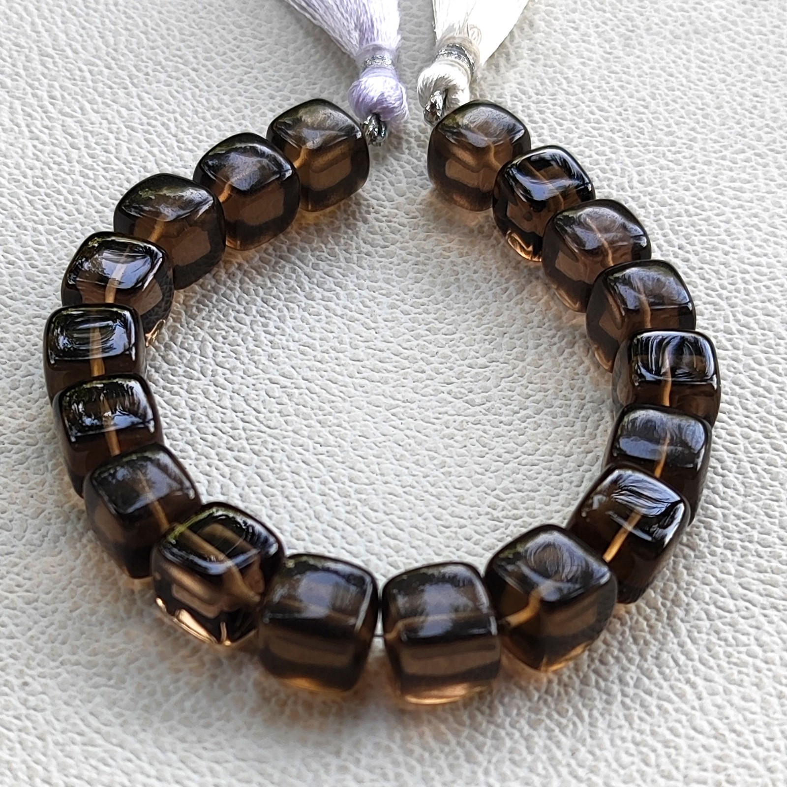 Smoky Quartz Beads 10mm Smooth Cube Brazil Gemstone 7″ Strand DIY Jewelry Making