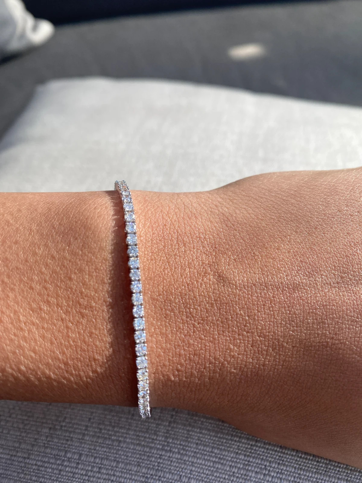 Round Cut Natural Diamond EF/VS GDGL Women’s Tennis Bracelet 14k White Gold