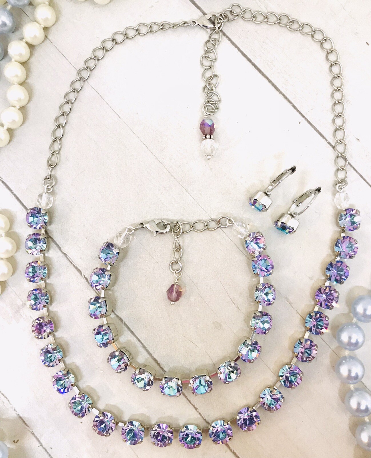 Vitrail Light Crystal Cup Chain Necklace, Lavender Crystal Tennis Necklace