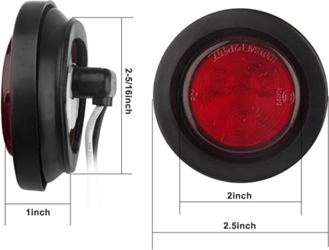 20Pcs 2″ Inch Round Led Marker Clearance Lights 4 LED, 10 Amber + 10 Red | 2