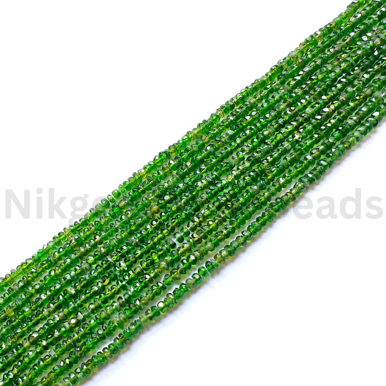 Natural Green Chrome Tourmaline Beads, Faceted Rondelle Cut Stone, 2.60-2.75 MM.