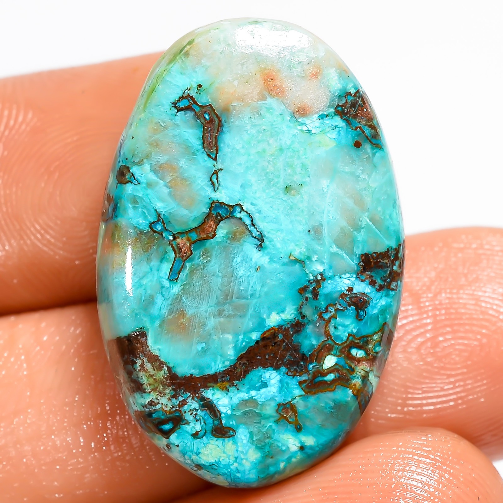 100% Natural Chrysocolla Oval Shape Cabochon Gemstone 21 Ct. 26X16X6 mm UG-7268