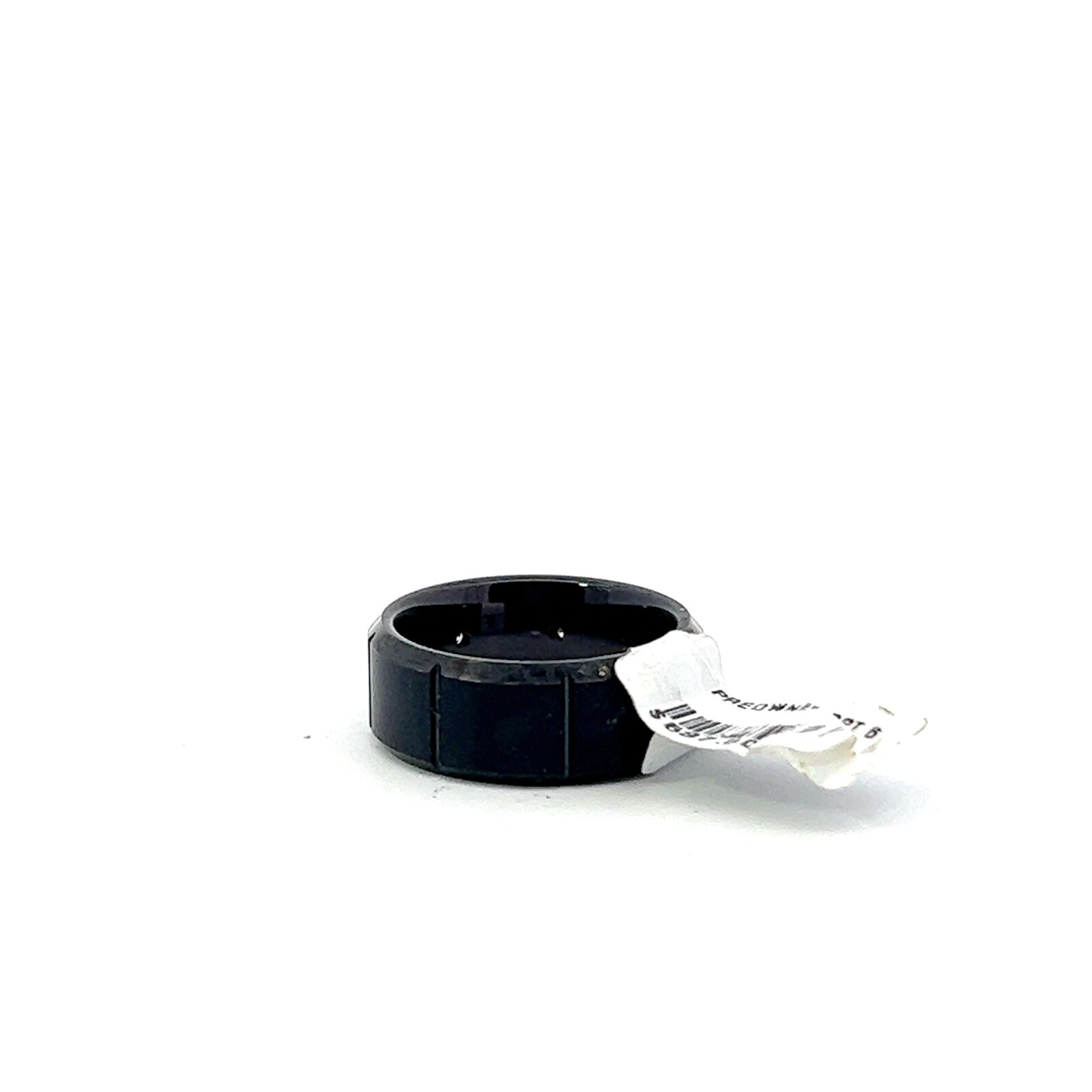 Triton 8mm Black Tungsten .12ctw 3 Diamond Accent Vertical Grooved Band Ring