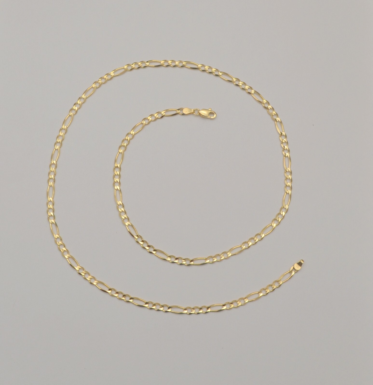 14k Solid Yellow Gold Figaro Link Chain Necklace 24 Inches 11.9 Gr 3.7 mm