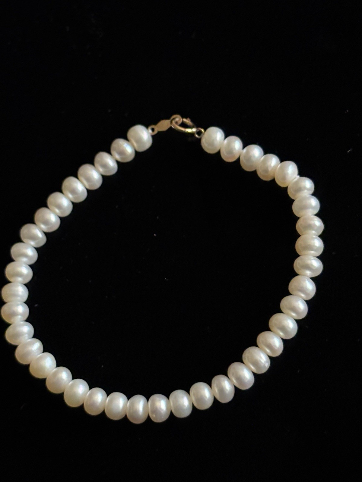 Vintage 10K Cultured White Pearl Bracelet 7 Inches Gold Clasp