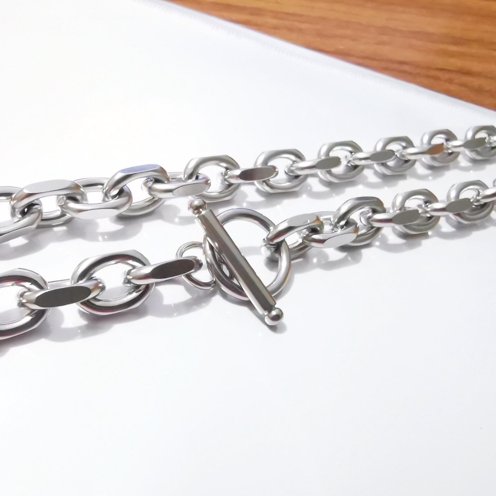9mm 24 inch Stainless Steel Silver Solid Rolo Link-Chain Necklace For Mens Gift