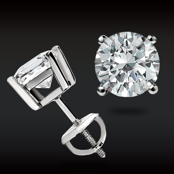 2.0Ct Brilliant Round cut GRA Certified Moissanite Stud Earrings 14K White Gold