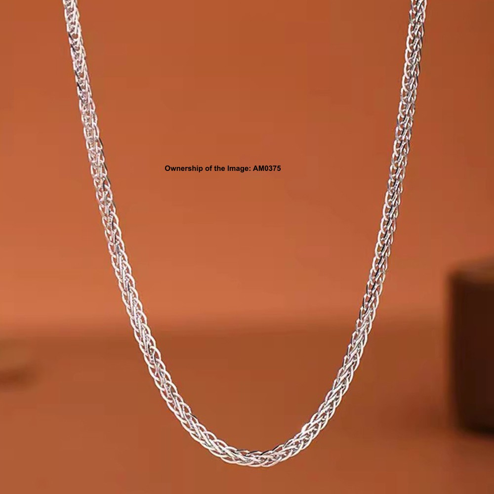 Pure 999 Fine Silver Women Men Necklace 1.2mm 2mm 3mm Wheat Link Chain All Size