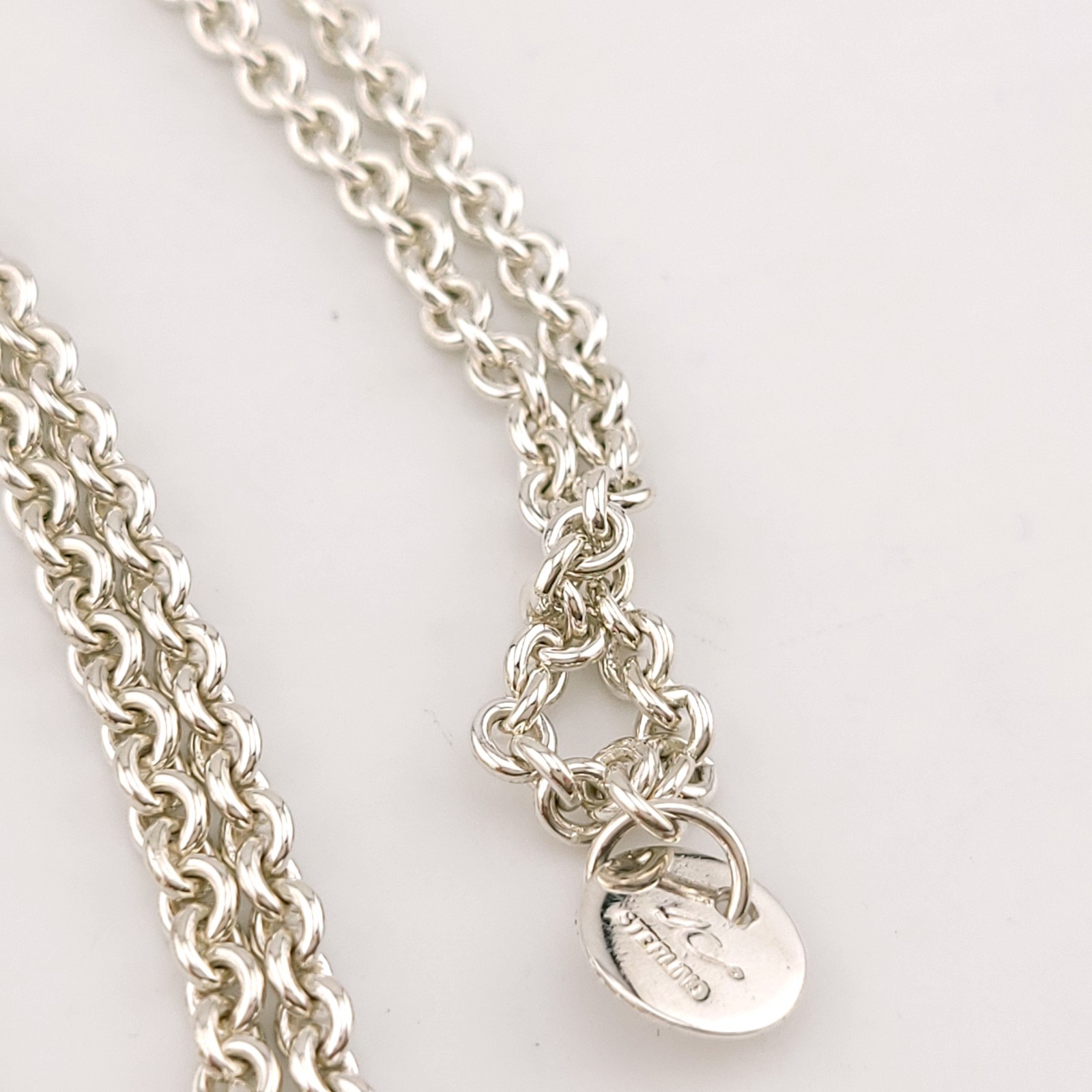 Susan Cummings SC Sterling Silver Strawberry Puffy Heart Chain Link 36″ Necklace