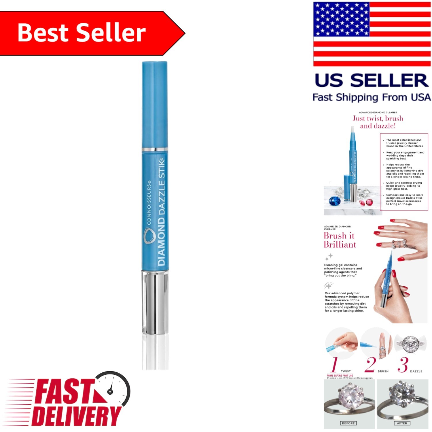 Diamond Dazzle Stik: Portable Jewelry Cleaner for Sparkling Diamonds & Stones