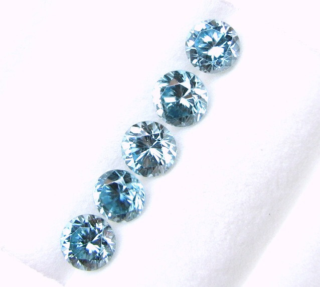 Natural Round Diamond Cut Blue Zircon 16Pcs Lot 8.40 Cts Tol 4.3 MM Matched
