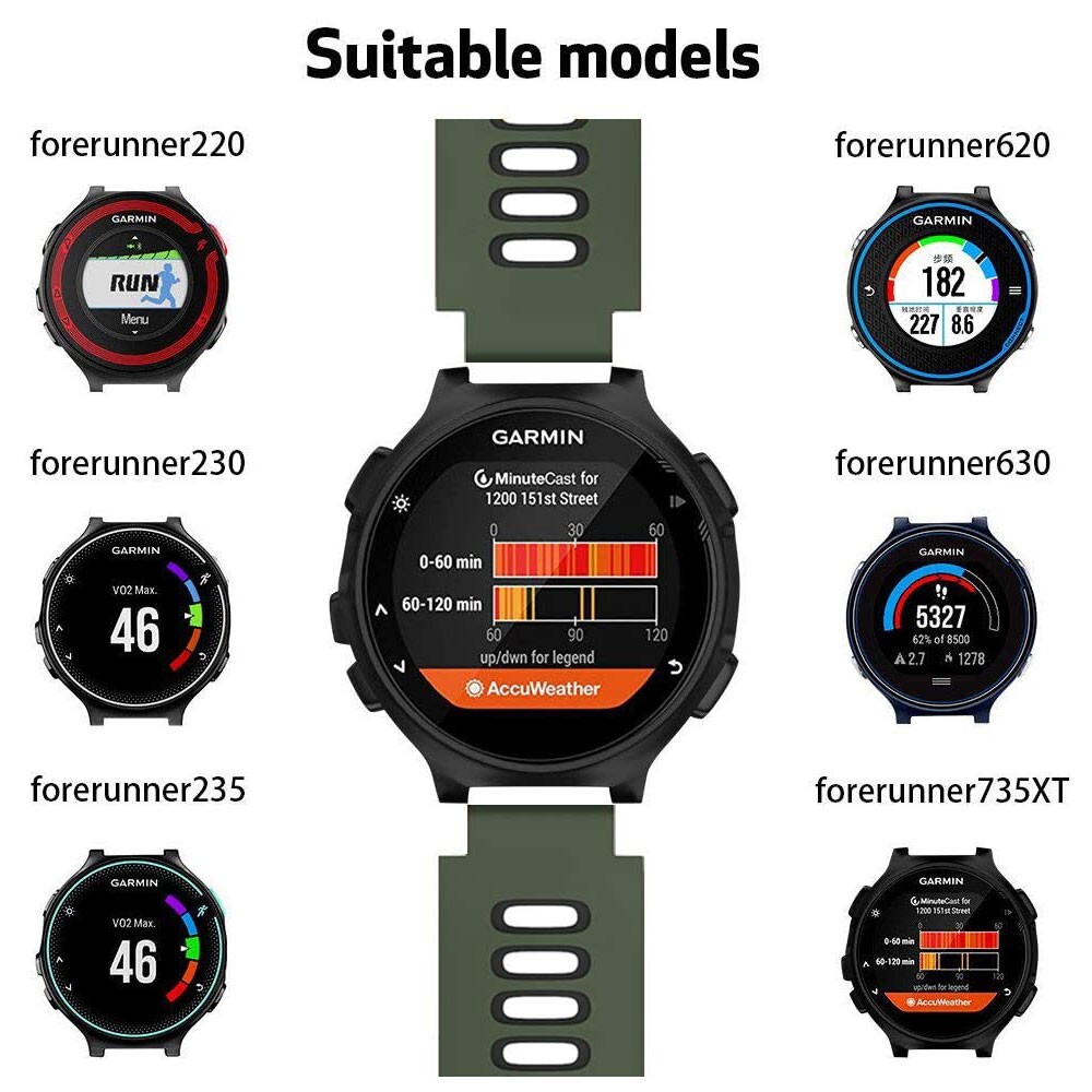 Silicone Watch Band Strap for Garmin Forerunner 220 230 235 620 630 735XT w/Tool
