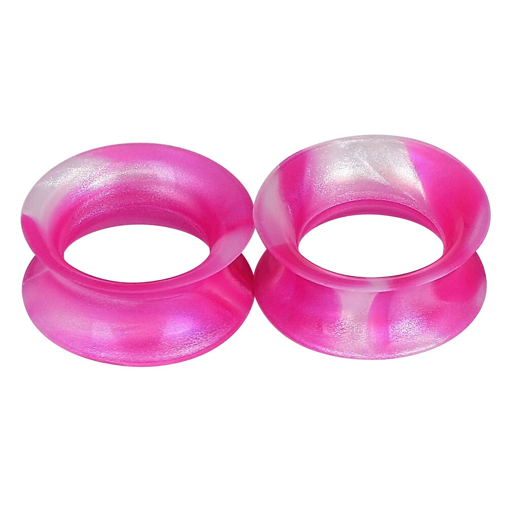 2PCS Silicone Flexible Ear Gauges Plugs Stretchers Double Flared Flesh Tunnels