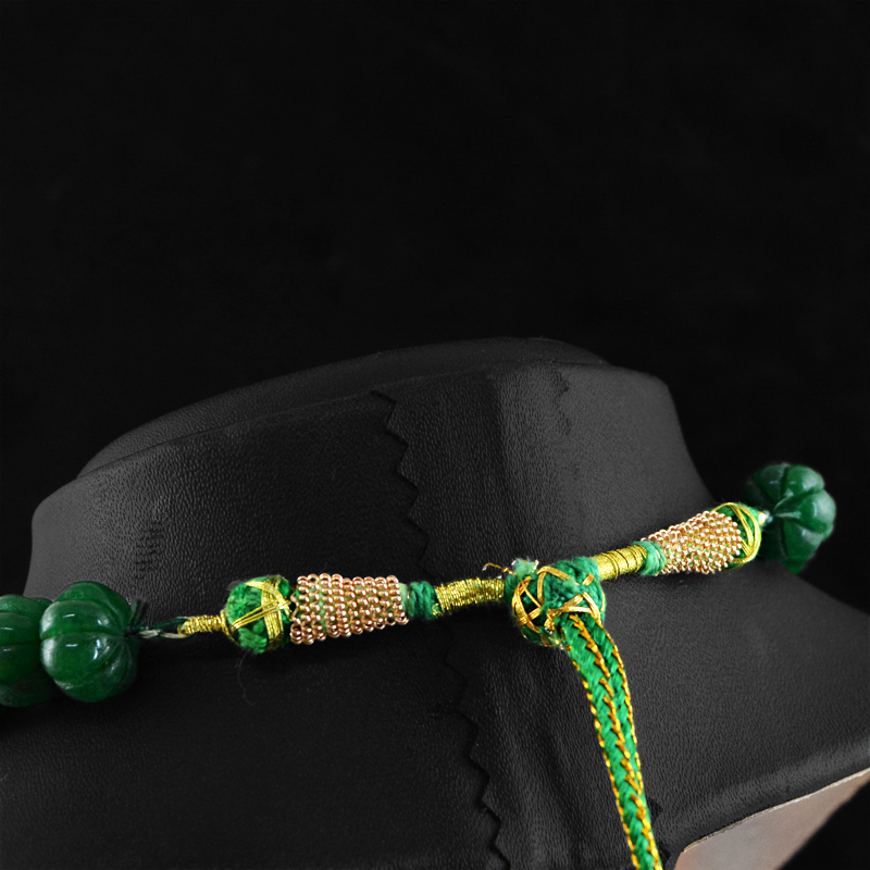 767.55 CTS EARTH MINED ROUND SHAPE CARVED RICH GREEN EMERALD BEADS NECKLACE (RS)