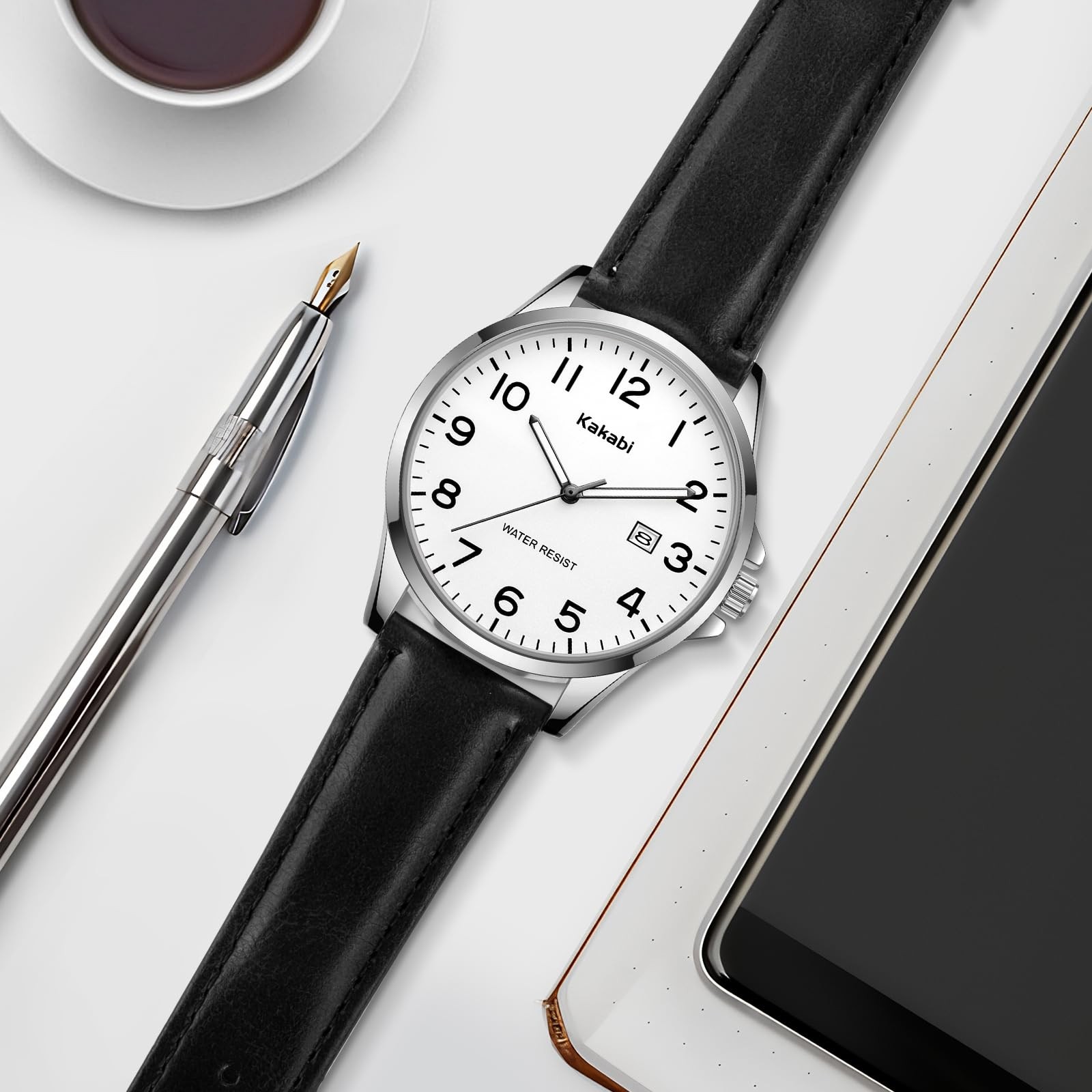 Kakabi Watch for Men, Fashion Minimalist Wrist Waterproof 03-BlackWhite