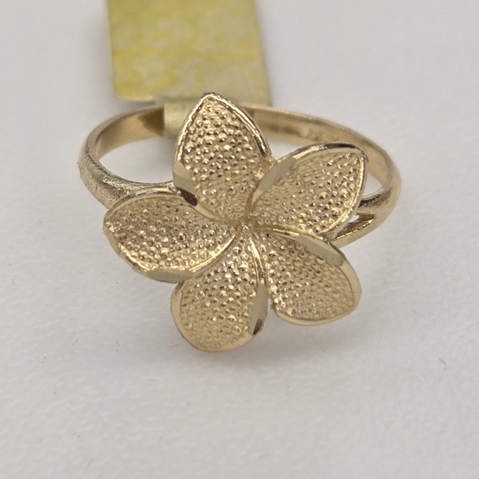 Solid 14k yellow Gold flower Hibiscus ring