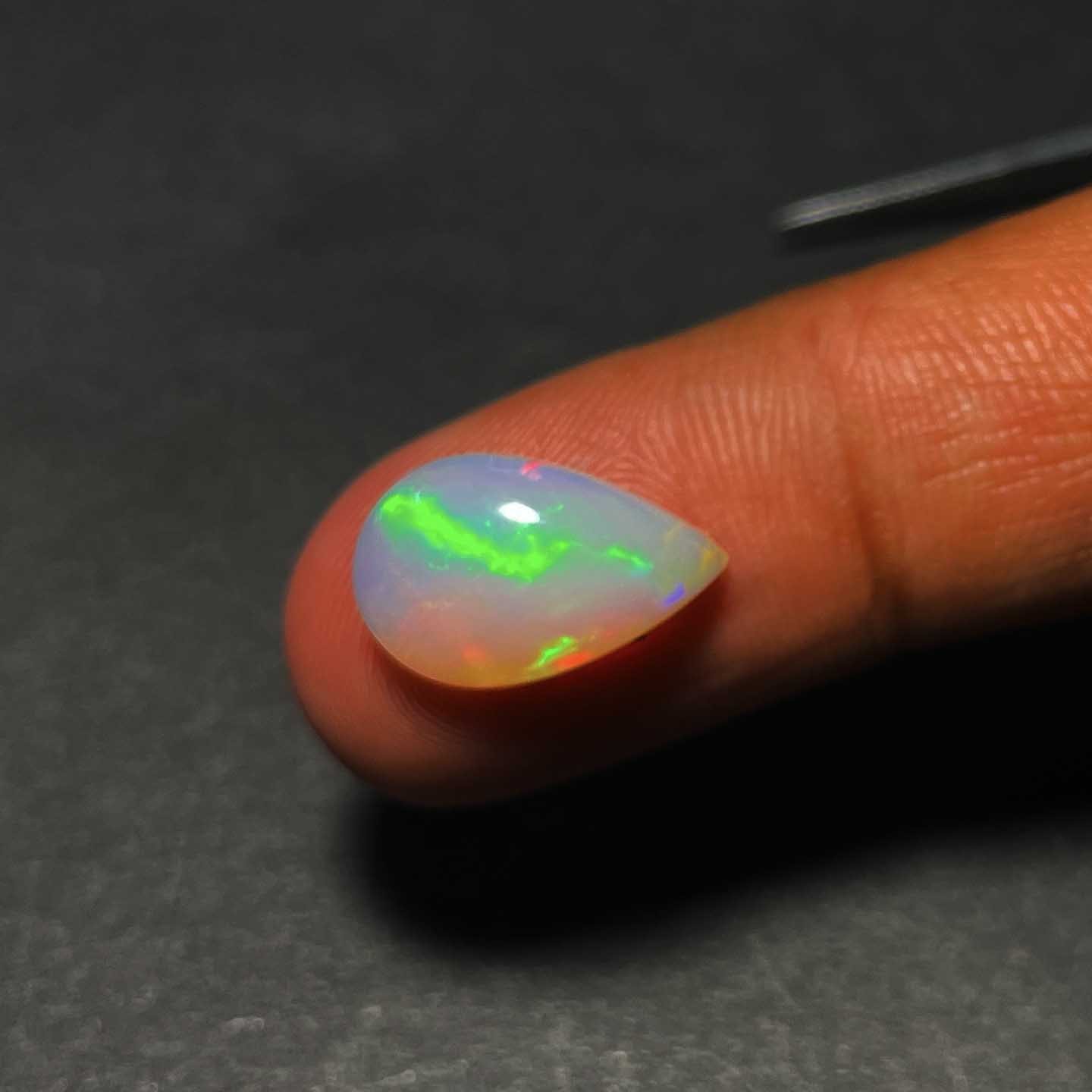 Natural AAA Ethiopian Opal Pear Cabochon Multi Fire Gemstone 9.5×15 MM 3 CT
