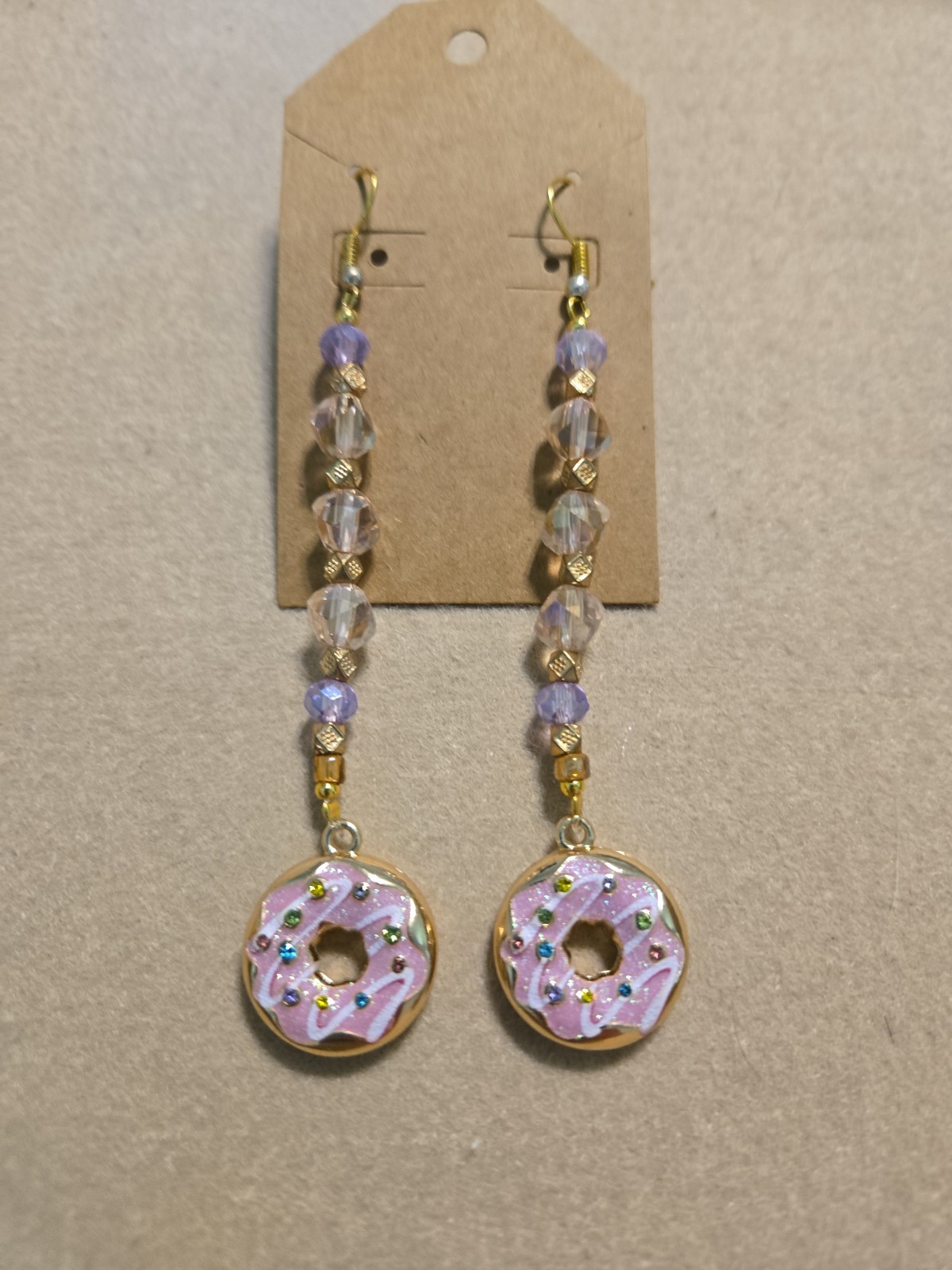 Handmade By JADE – Custom JEWELRY – Pink + Gold + Donuts – Stainless Steel