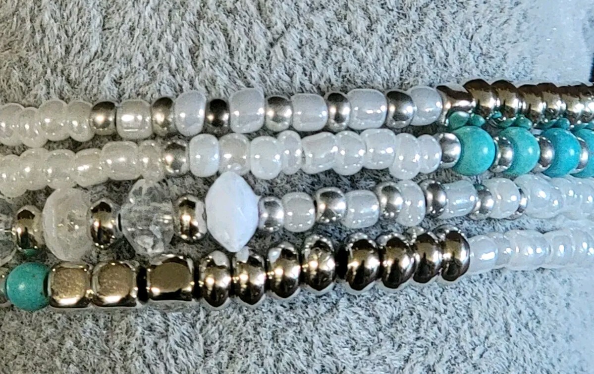 Paparazzi Infinitely Dreamy Turquoise Blue White Silver Wrap Bracelet