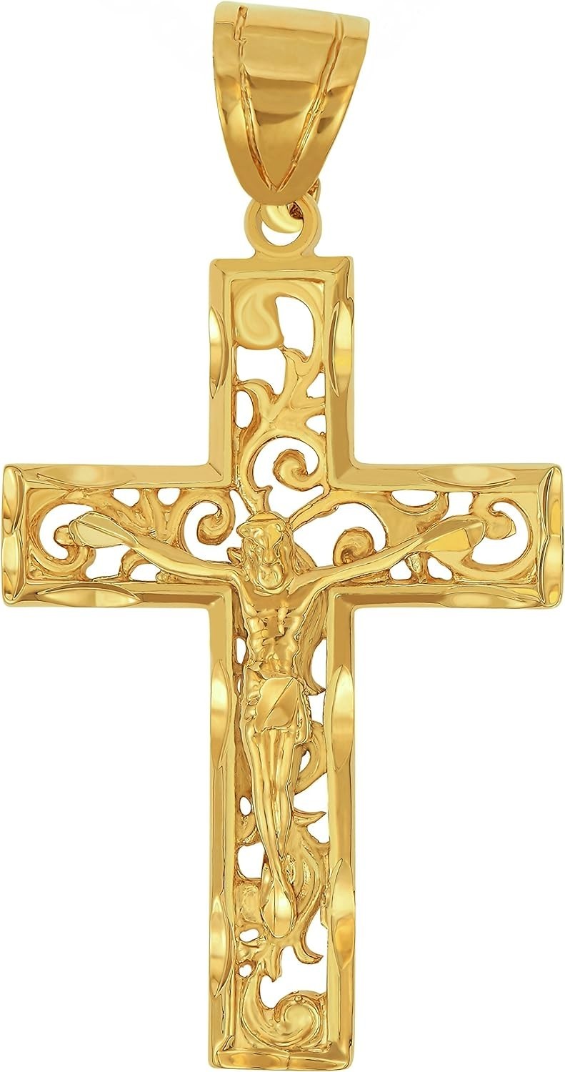 Stunning 24k Gold Plated Filigree Cross Pendant with Lifetime Assurance