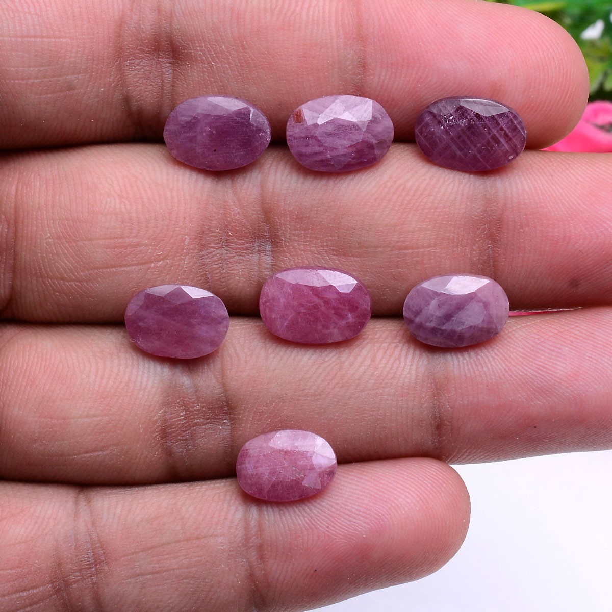 7 Pcs Natural African Ruby Oval Cut Stunning 10.71mm-11.85mm Loose Gemstones Lot