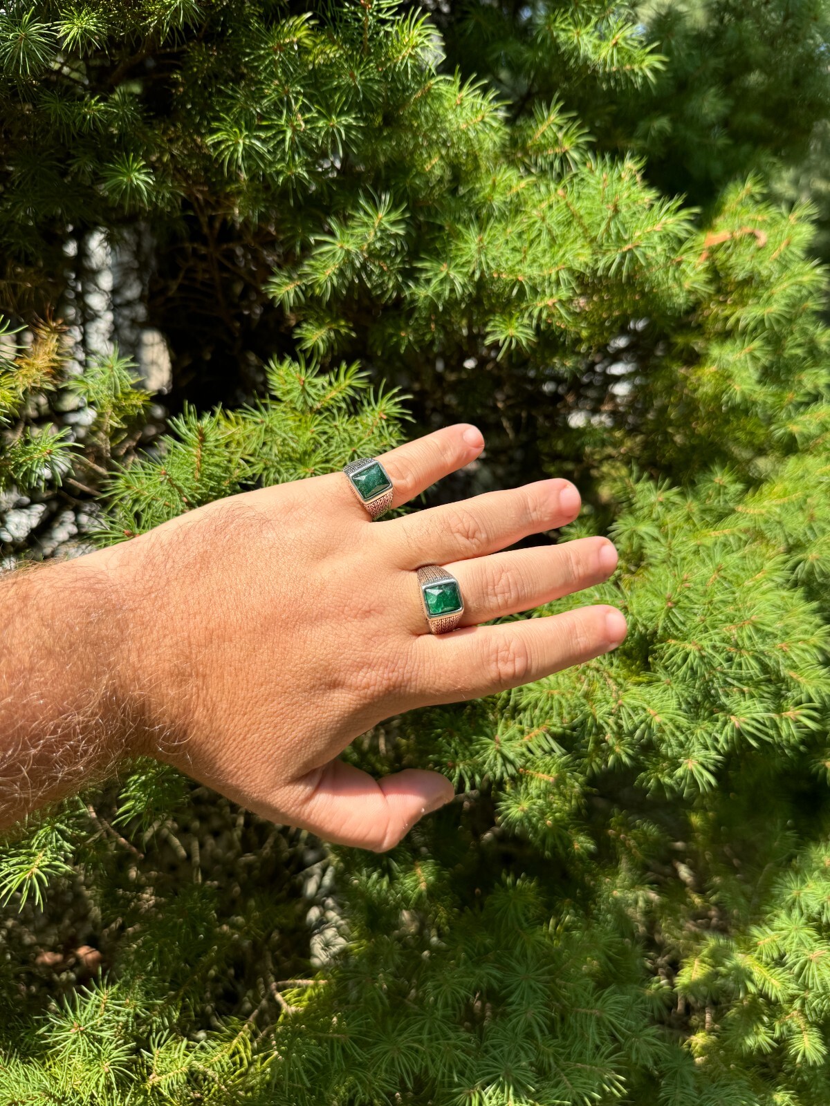 6ct Natural Green Emerald Real Genuine Gemstone Mens Real Solid 925 Silver Ring