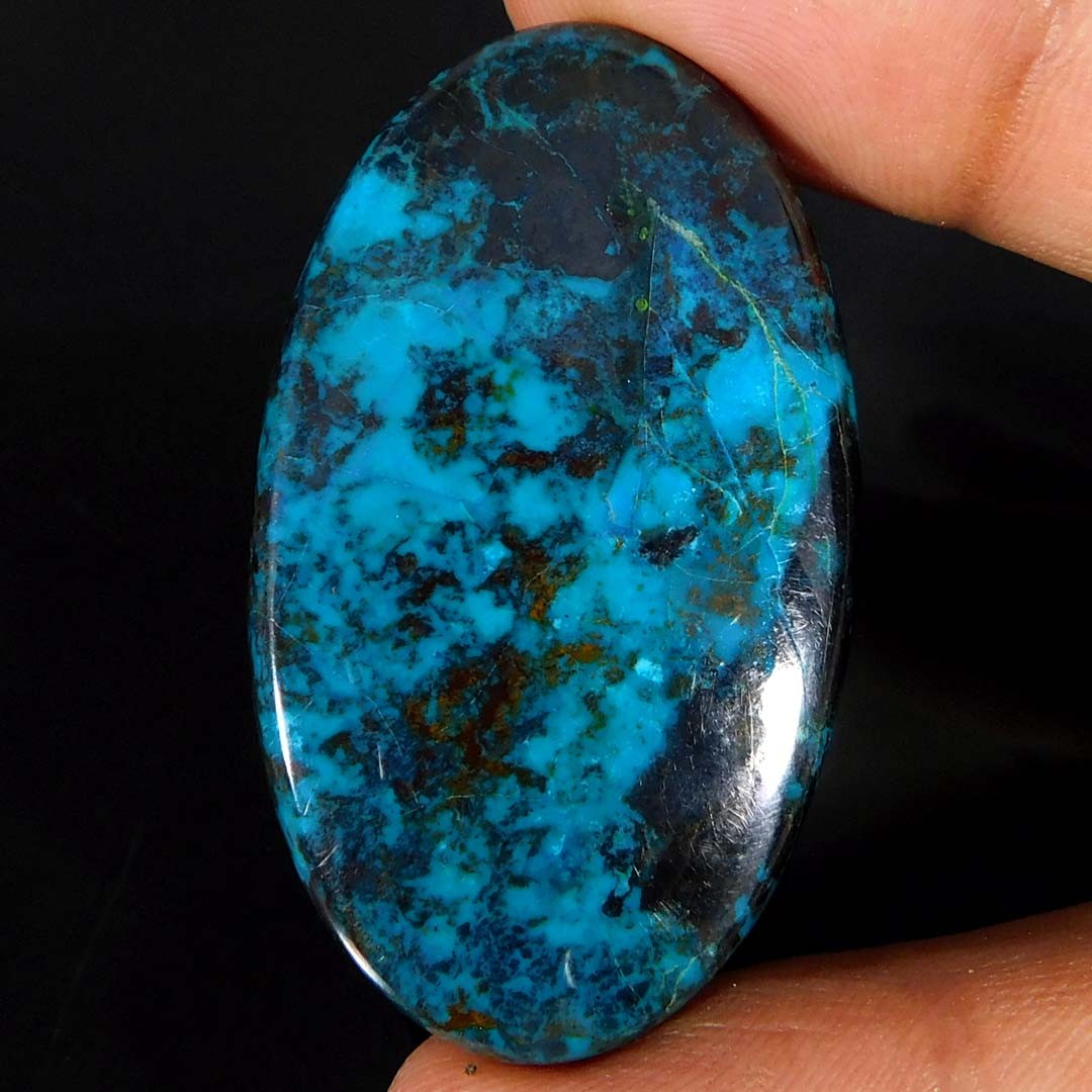 66.10Cts. Natural Untreated Shattuckite Azurite Oval Cabochon Loose Gemstone
