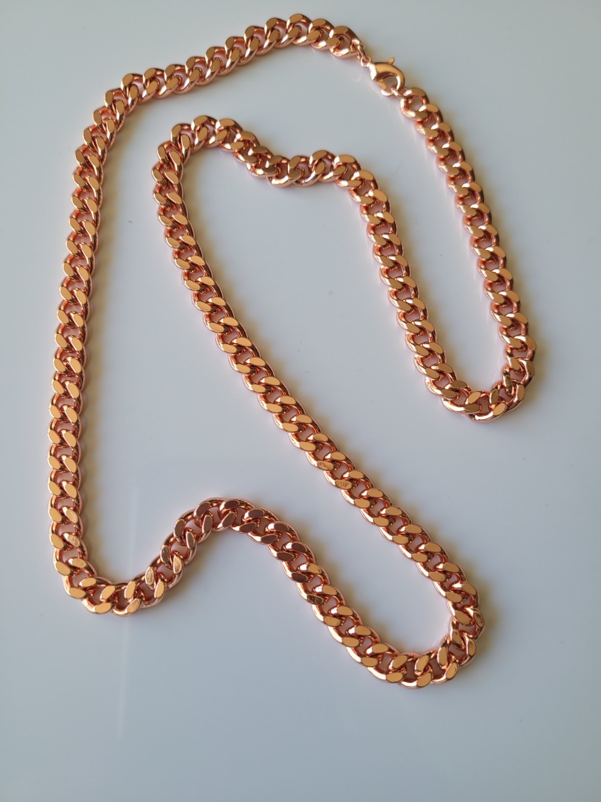 Pure Copper Cuban 12mm Chain Necklace Curb Link Arthritis Therapy 163gr Necklace