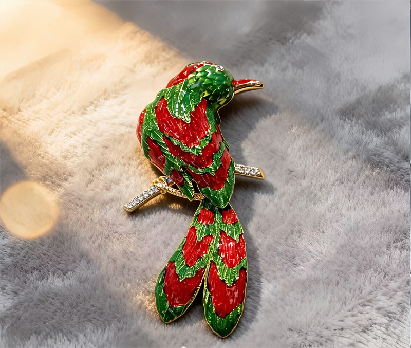 Enamel Colored Happy Bird Brooch, Enamel Colored Animal Brooch 7CMx4.8CM