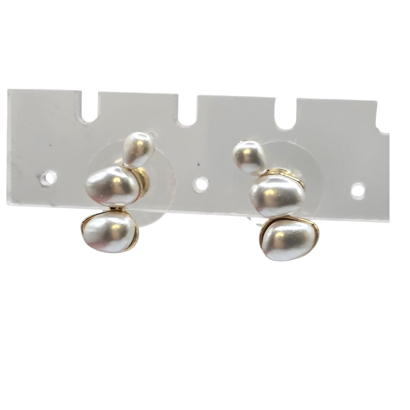 Earrings Gold Tone Faux Pearl Cluster Stud Womens Post Back Dainty SKU2410