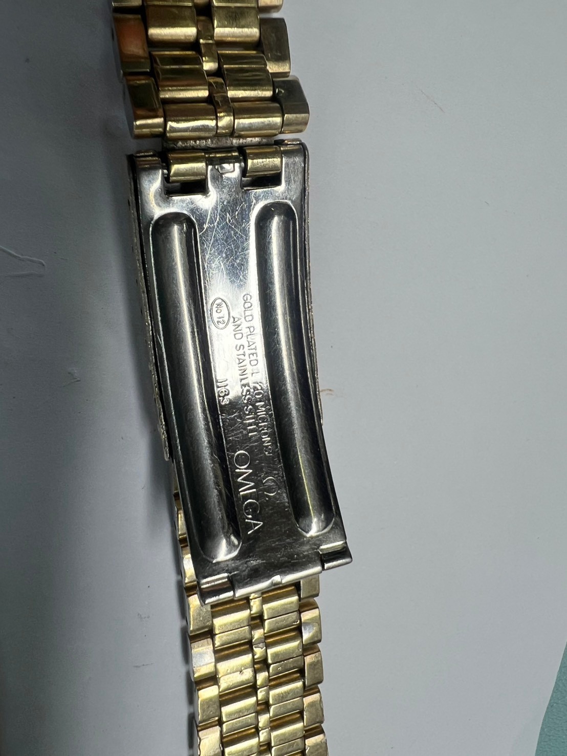 63 . omega 1163 endlink 20 mm 702 gold plated bracelet 15.5 cm