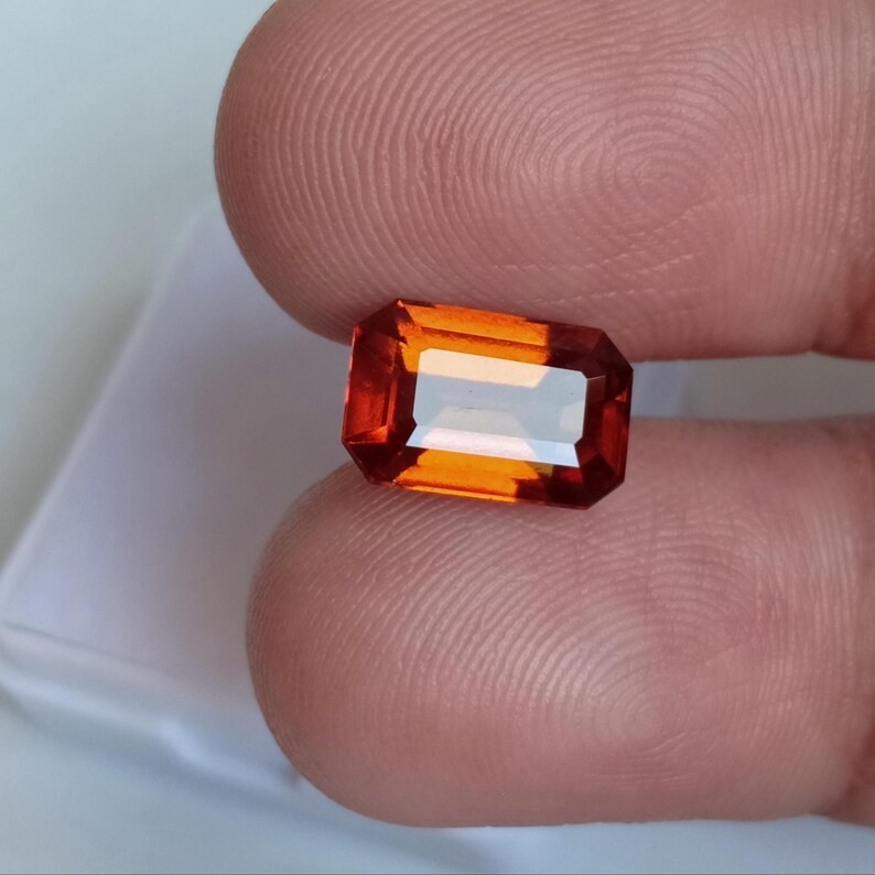 Eye Clean Hessonite Garnet Octagon Cut From Mozambique Gemstone 3.40 Ct