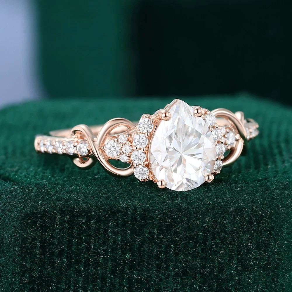 2.25 Ct Pear Cut EF-VS1 Lab Grown Diamond Infinity Engagement Ring 14K Rose Gold