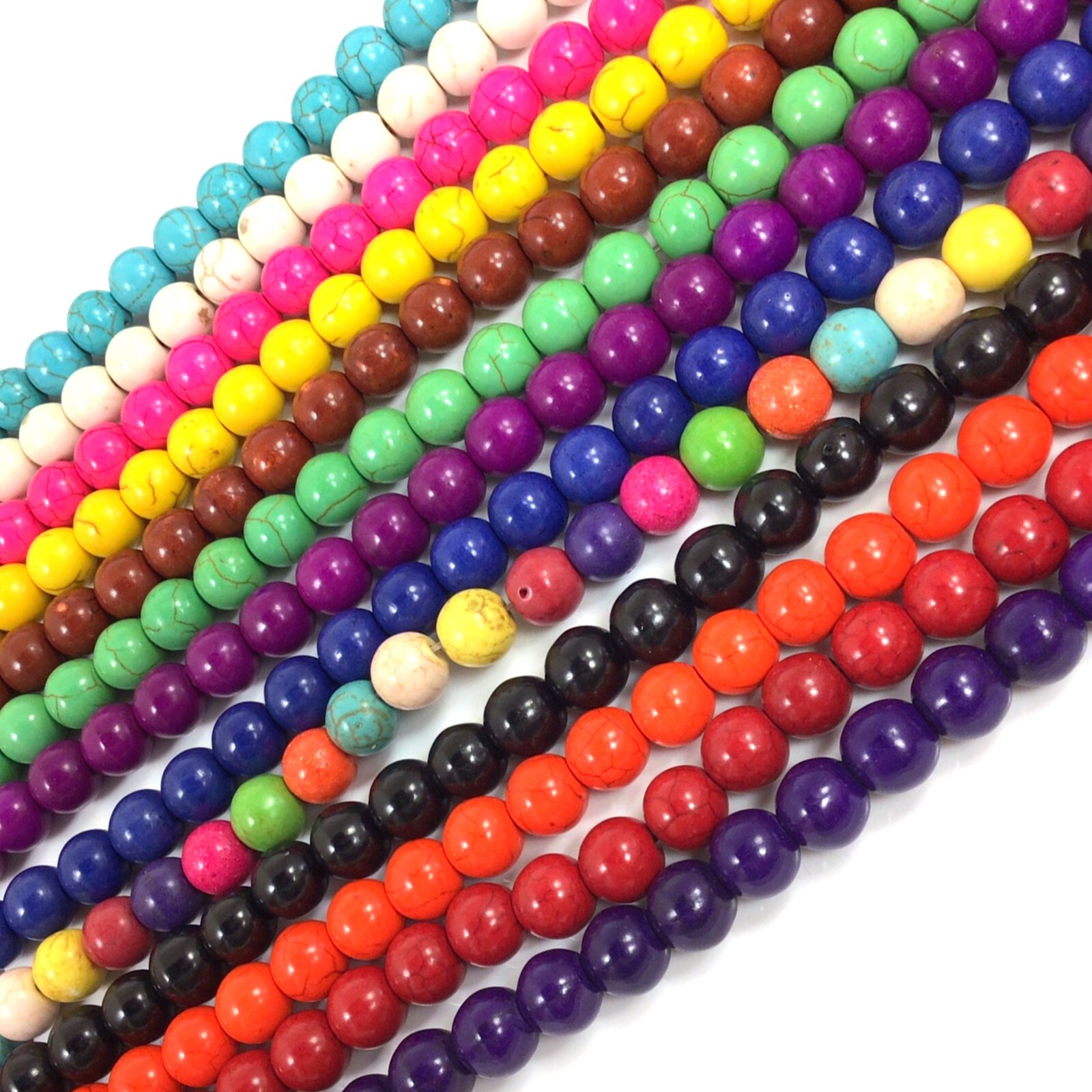 13Color Gemstone Howlite Magnesite Turquoise Round Loose Bead 15″ 4 6 8 10 12 14
