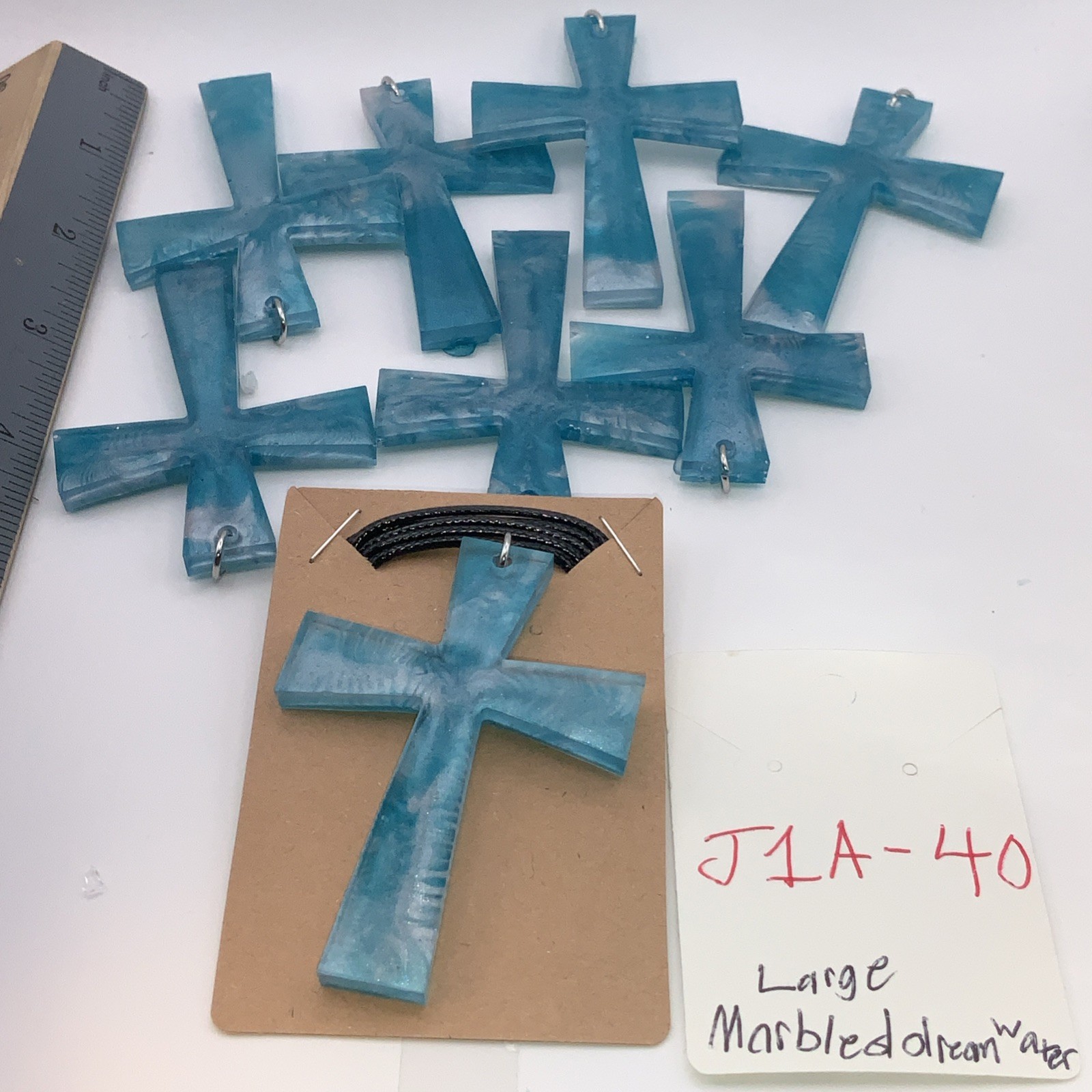 House Of David Handmade Cross Necklace Marbled Dream Water