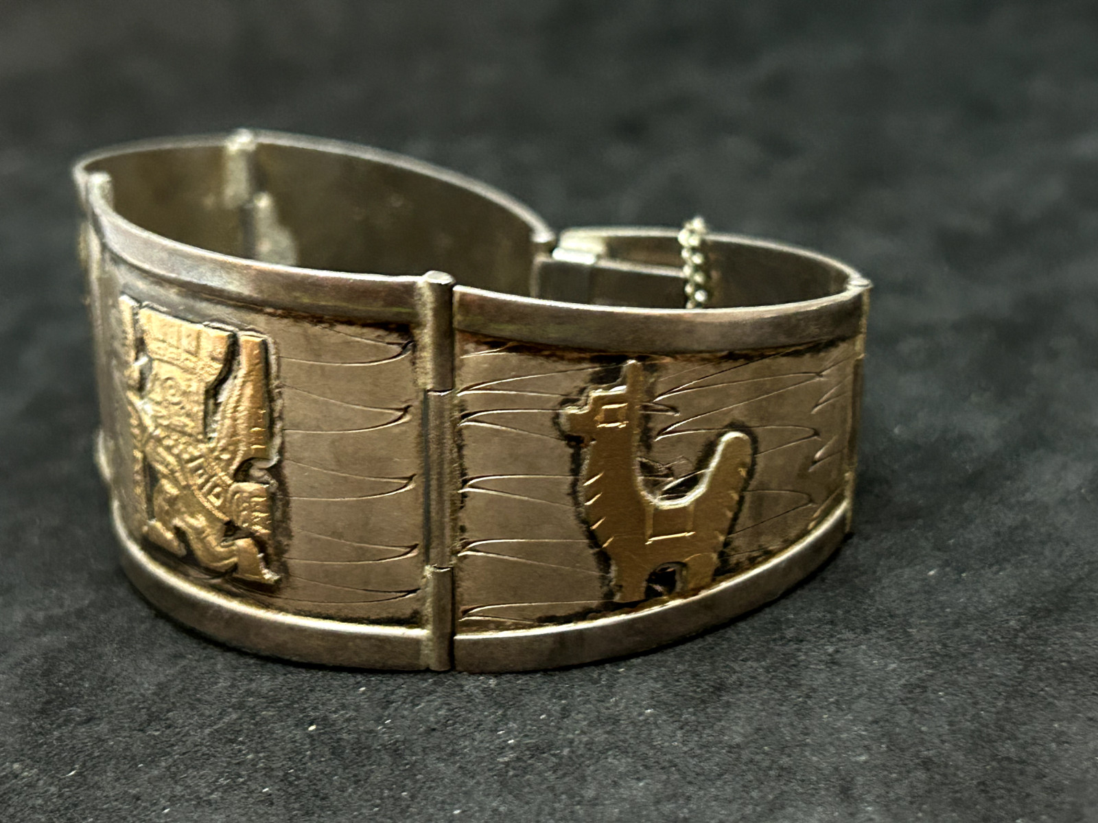 18K Gold 925 Sterling Peruvian Handmade Bracelet 7in – 30.0g