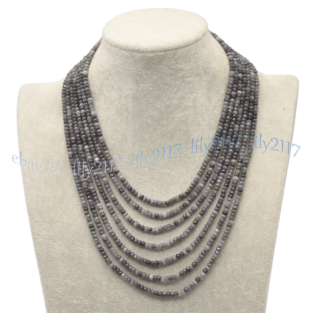 7 Rows Faceted 2x4mm Multicolor Jade Gemstone Rondelle Beads Necklaces 17-23”