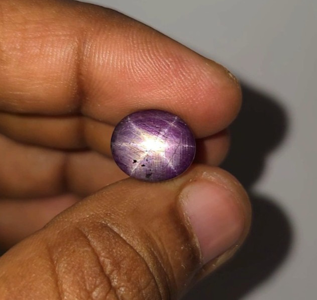 Natural 11.70 Ct Star Ruby Purplish Red Oval untreated Cabochon Loose Gemstone