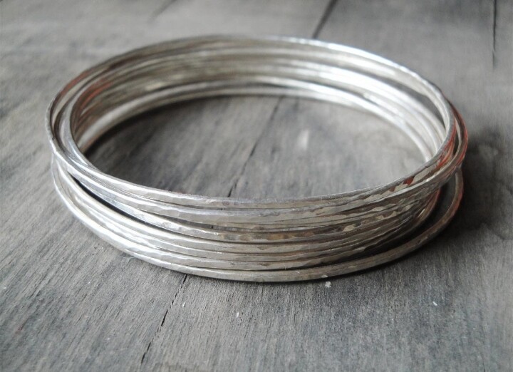 Hammering Designer Set Off 7 Beautiful Stylish Lovely 925Sterling Silver Bangles