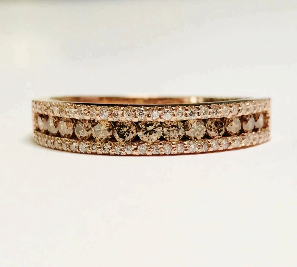 1.50 Ct Round Cut Simulated Diamond Anniversary Band Ring 14K Rose Gold Plated