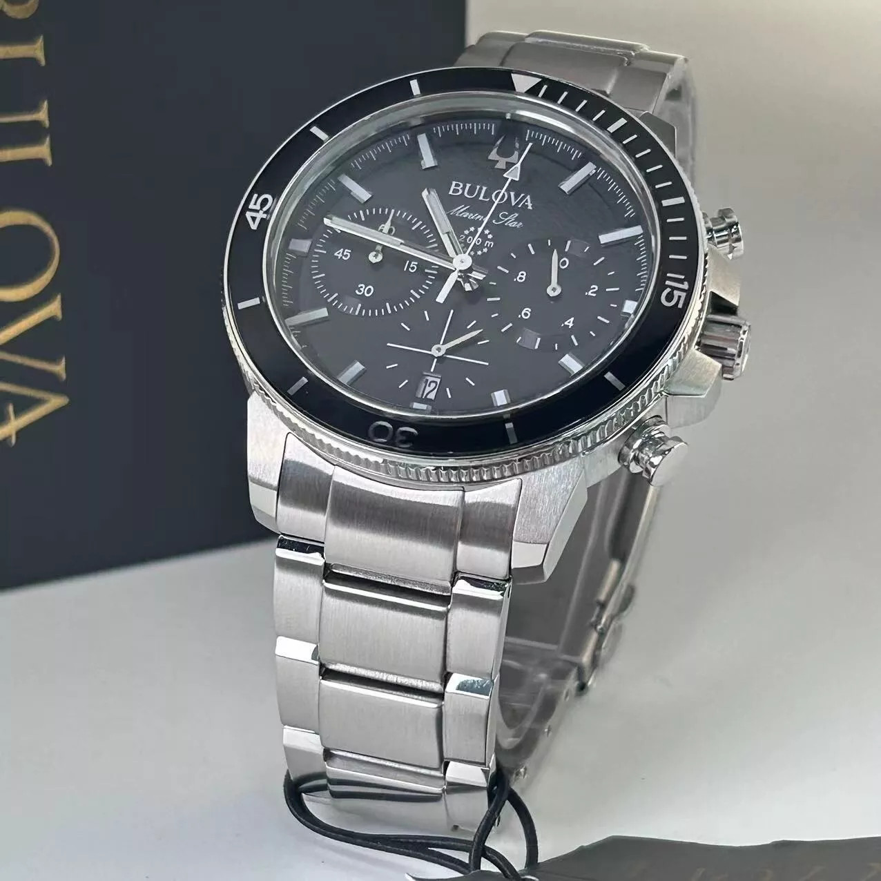 Bulova Marine Star Series C 96B272 Black Dial Stainless Steel Men’s Quartz Watch