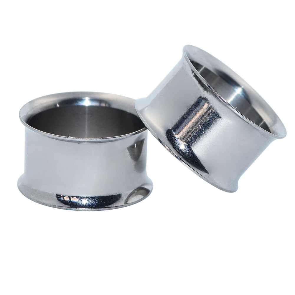 Pair Ear Tunnel Plug Stainless Steel Hollow Double Flared Expander Piercing