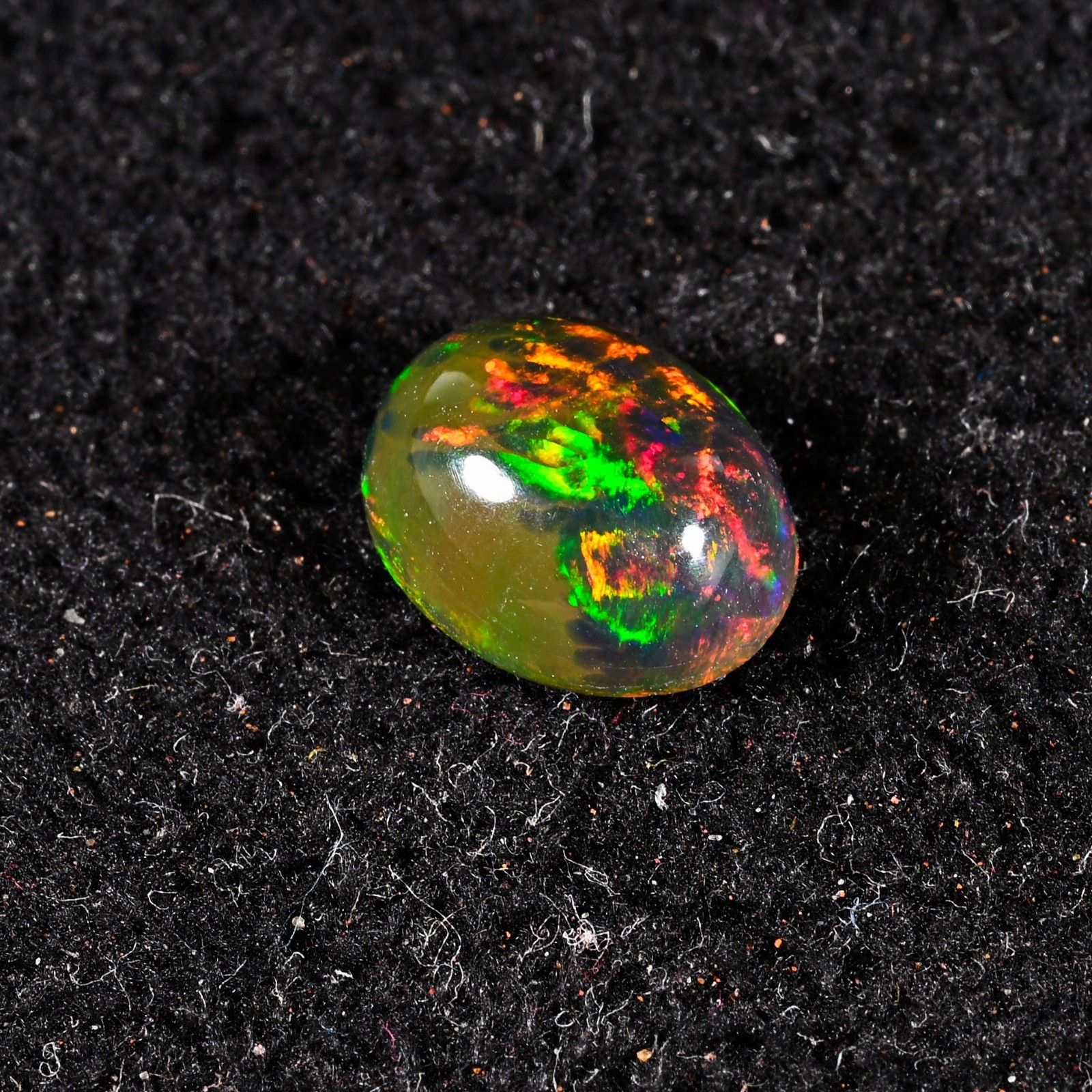1.70 Ct Natural Ethiopian Black Opal 10×8 mm Fire Opal Cabochon Loose Gemstone
