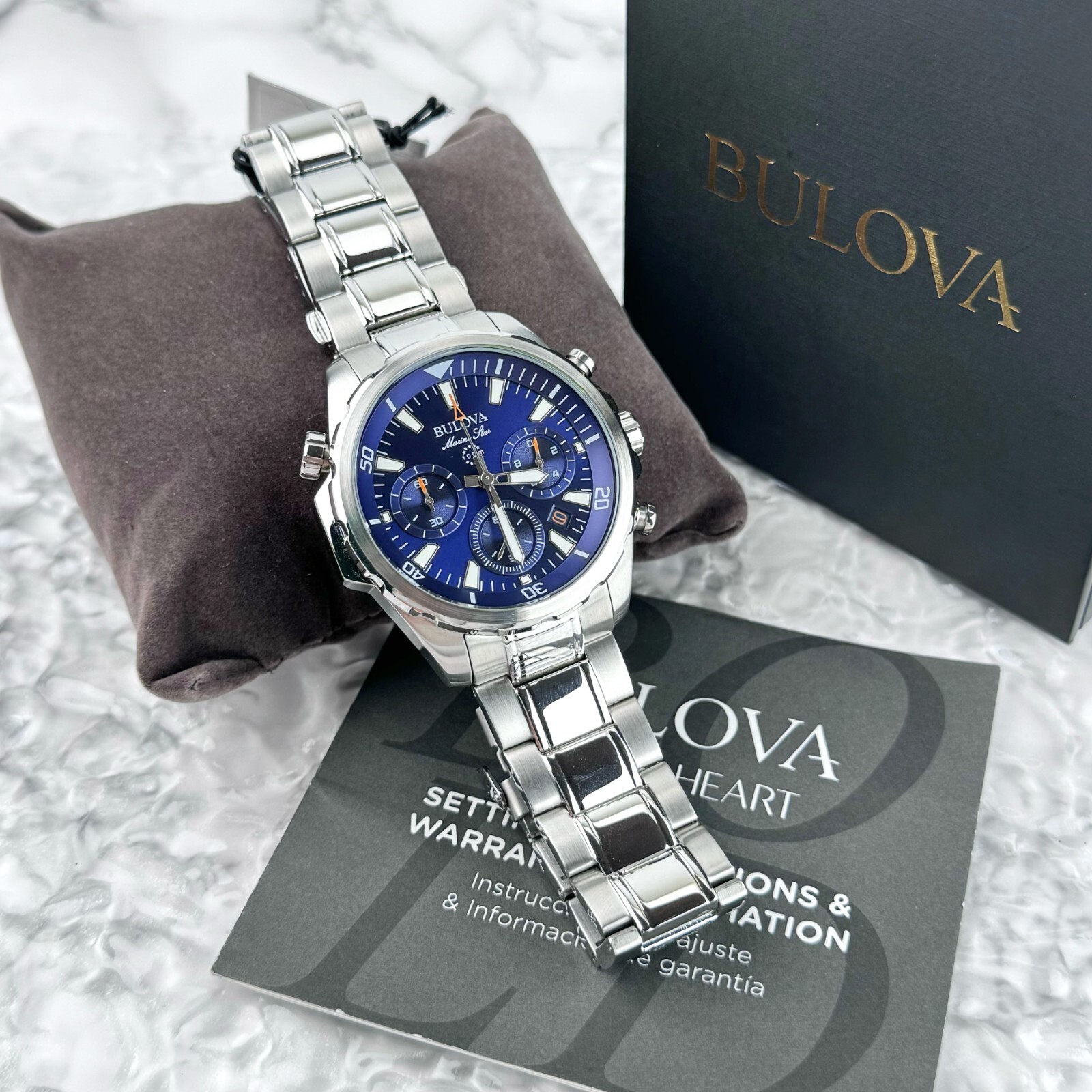 Bulova Classic Marine Star 96B256 Bule Dial Quartz Chronograph Men’s Watch 43MM