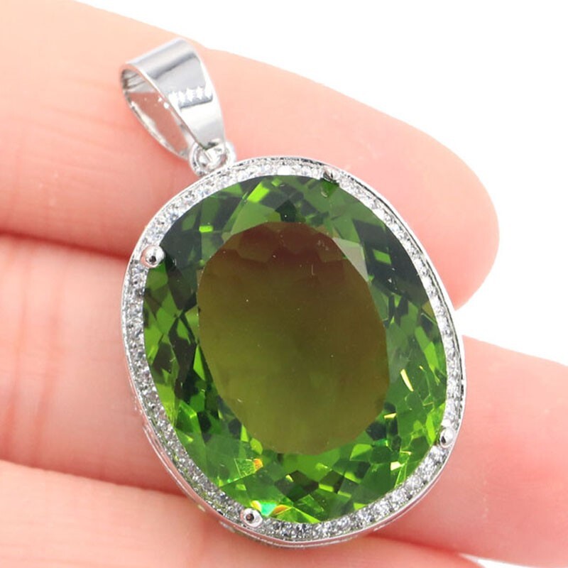 Buy 2 Get 1 Free Big Alexandrite Topaz Tanzanite Peridot TourmalinSilver Pendant