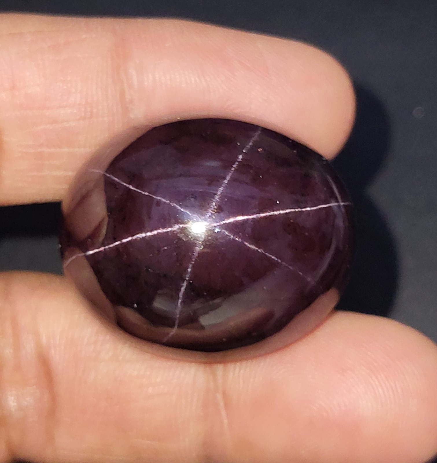 153 Ct 32×26.8×15.1 MM Natural 6-Ray Star Purple Red Garnet Star Oval Cabochon